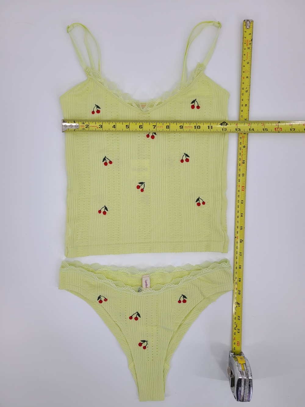 Anthropologie's LyreBird Yellow Ribbed Cami Set Size S/M - Picture 6 of 7